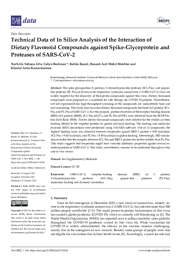 (PDF) Technical Data of In Silico Analysis of the Interaction of ...