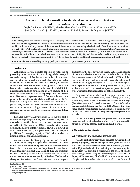 (PDF) Use of simulated annealing in standardization and optimization of ...