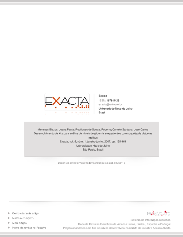 Desenvolvimento de kits para análise de níveis de glicemia em pacientes com suspeita de diabetes mellitus