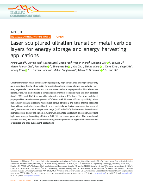 (PDF) Laser-sculptured ultrathin transition metal carbide layers for ...