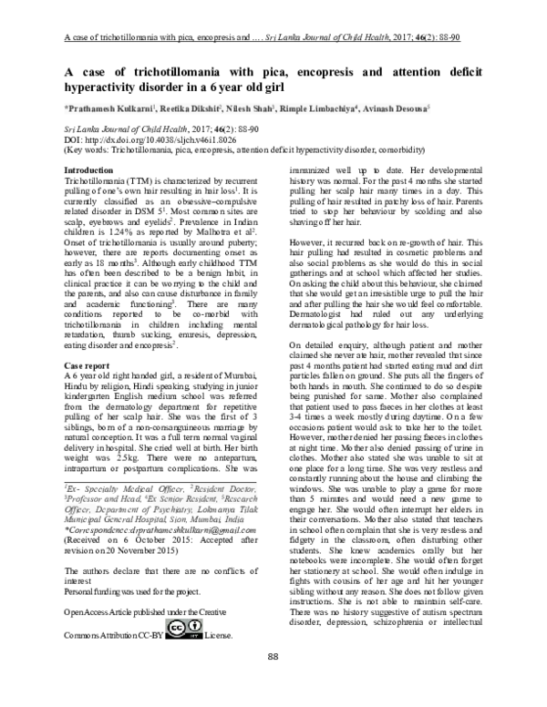 A closer look at Pdf Comorbid Trichotillomania And Attention Deficit Hyperactivity Disorder