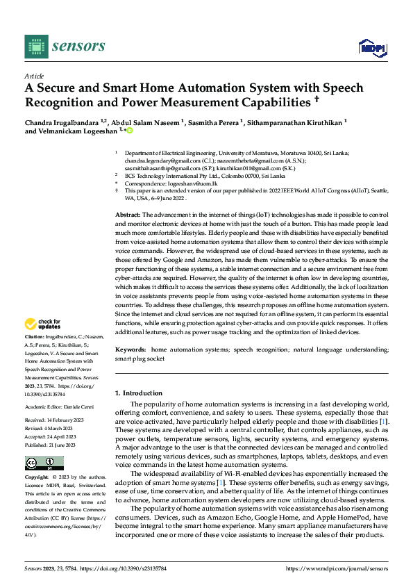 (PDF) A Secure and Smart Home Automation System with Speech Recognition ...