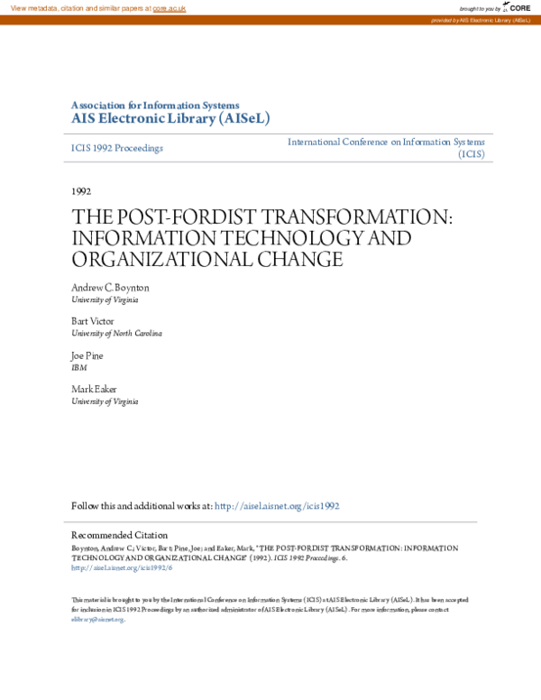 (PDF) The Post-Fordist Transformation: Information Technology and ...