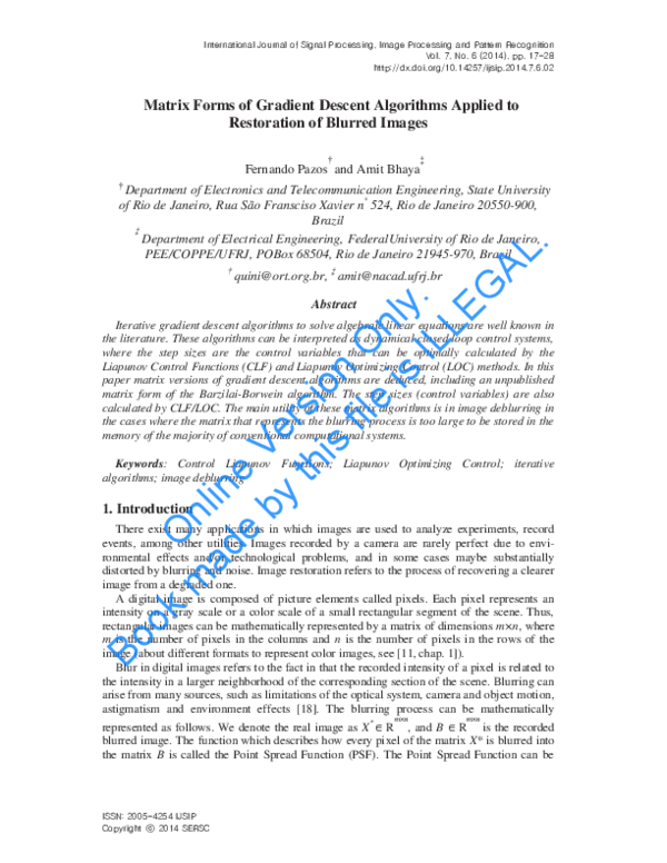 (PDF) Matrix Forms of Gradient Descent Algorithms Applied to ...