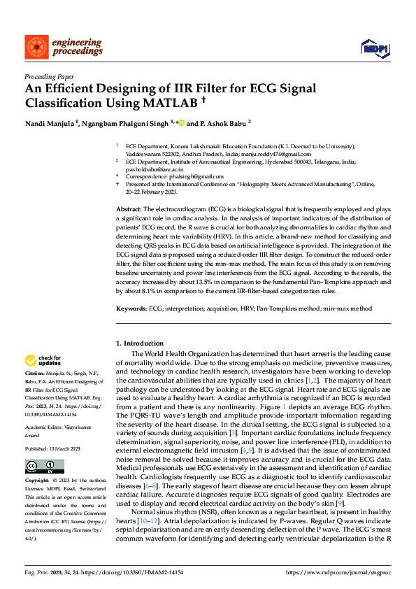 (PDF) An Efficient Designing of IIR Filter for ECG Signal ...