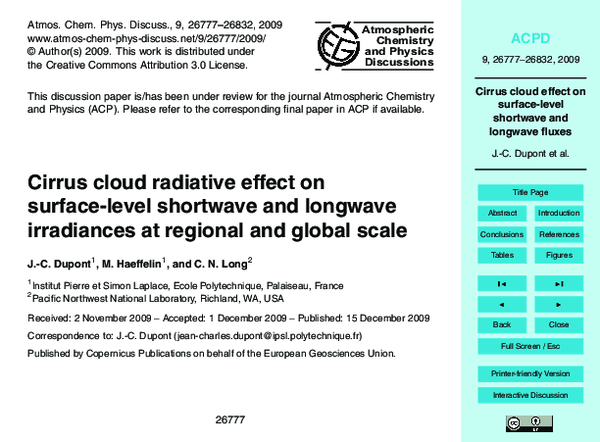 (PDF) Cirrus cloud radiative effect on surface-level shortwave and ...