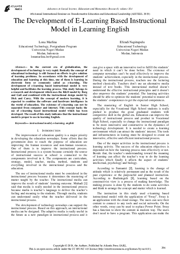 (PDF) The Development of E-Learning Based Instructional Model in ...