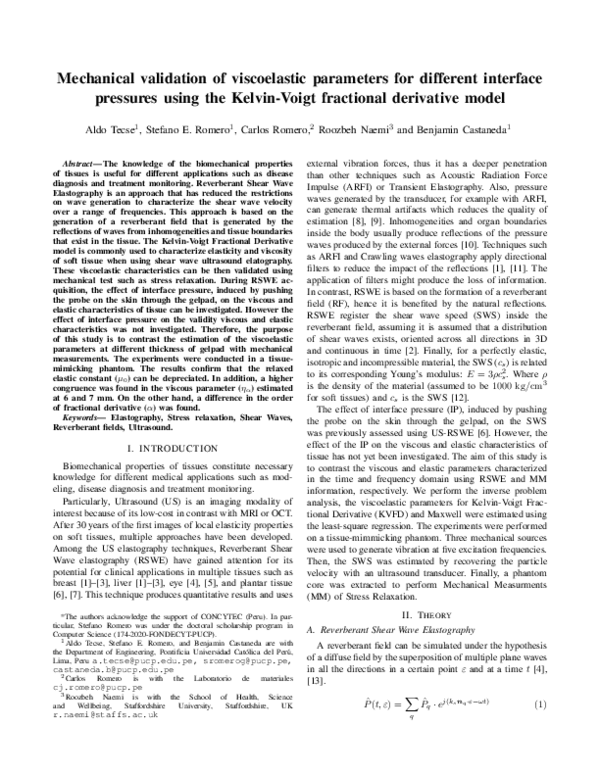 (PDF) Mechanical validation of viscoelastic parameters for different ...
