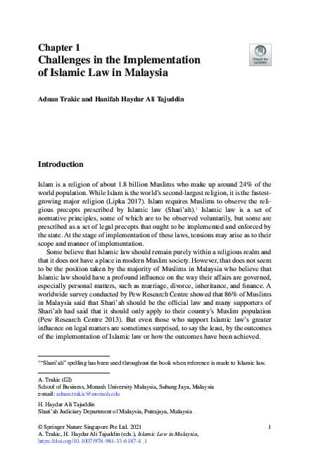 (PDF) Challenges in the Implementation of Islamic Law in Malaysia