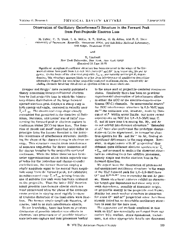 (PDF) Observation of Oscillatory (Interference?) Structure in the ...