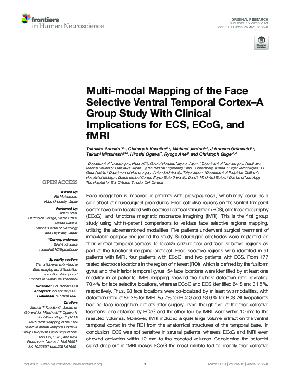 (PDF) Multi-modal Mapping of the Face Selective Ventral Temporal Cortex ...