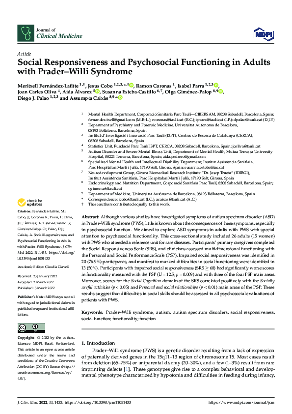 (PDF) Social Responsiveness and Psychosocial Functioning in Adults with ...