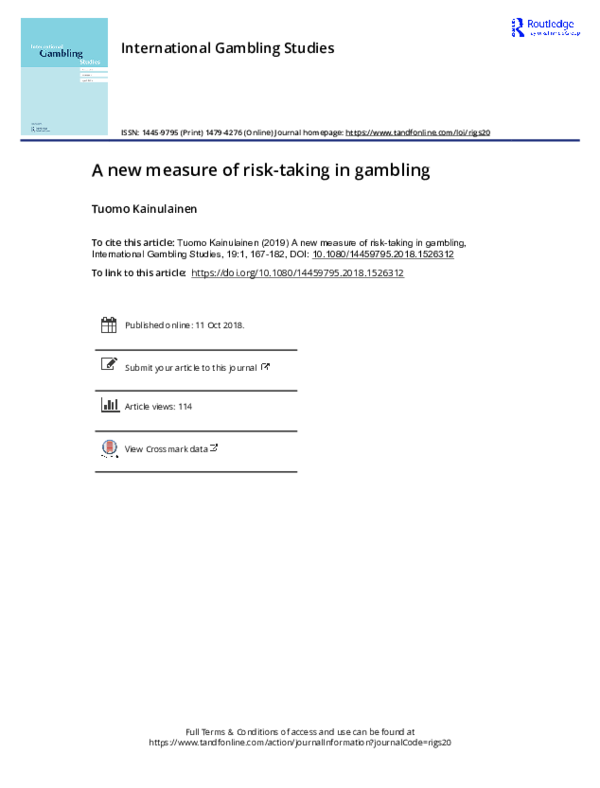 (PDF) A new measure of risk-taking in gambling