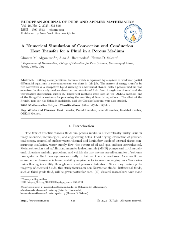 (PDF) A Numerical Simulation of Convection and Conduction Heat Transfer ...