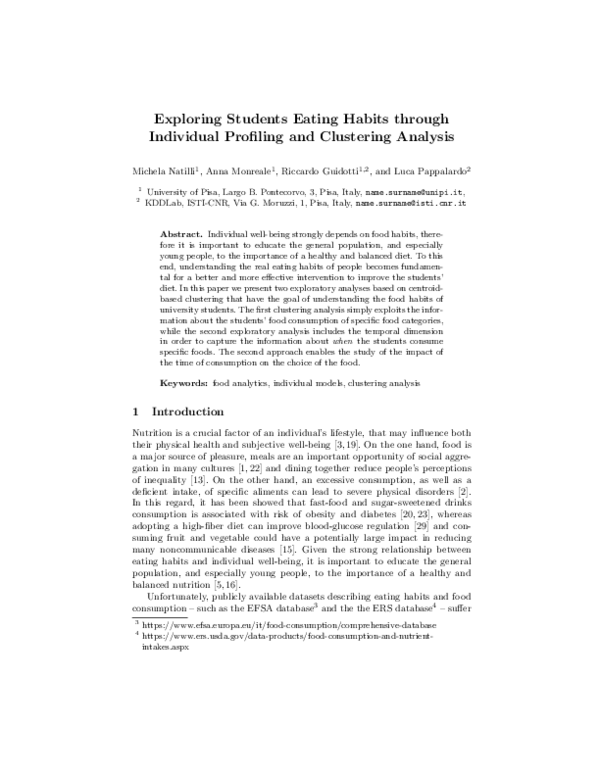 Photo inspiration: Fresh Look at Pdf Exploring Students Eating Habits Through Individual Profiling And