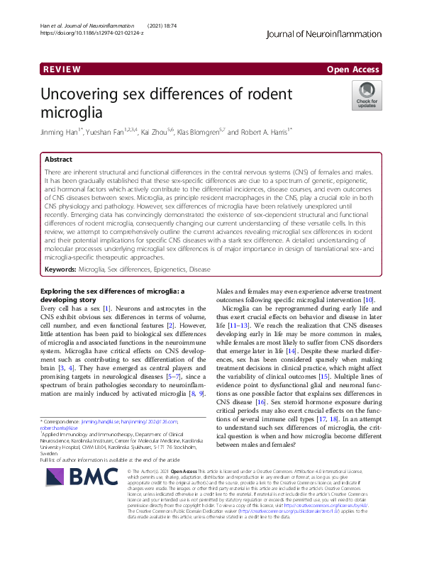 (PDF) Uncovering sex differences of rodent microglia