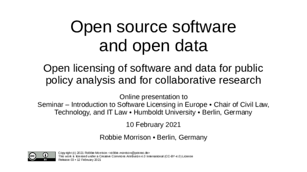 (PDF) Open source software and open data: open licensing of software ...