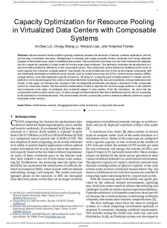 (PDF) Capacity Optimization for Resource Pooling in Virtualized Data ...