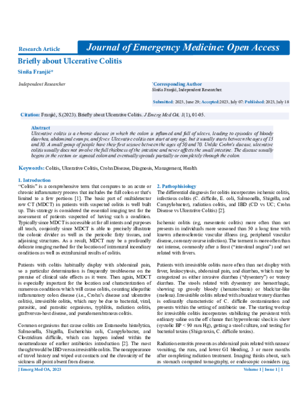(PDF) Briefly about Ulcerative Colitis