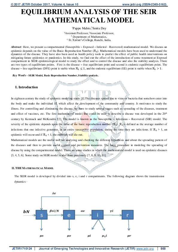 (PDF) Equilibrium Analysis of the Seir Mathematical Model