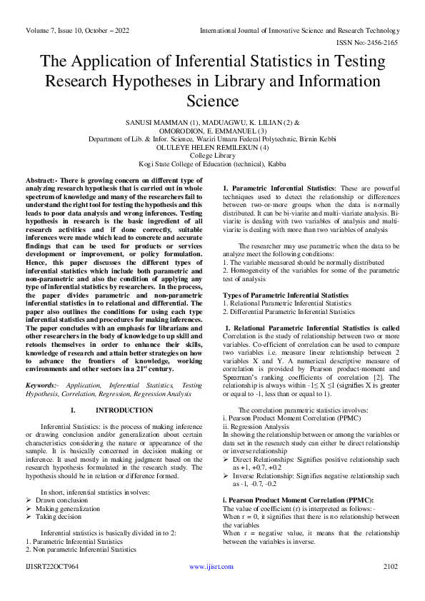 (PDF) The Application of Inferential Statistics in Testing Research ...