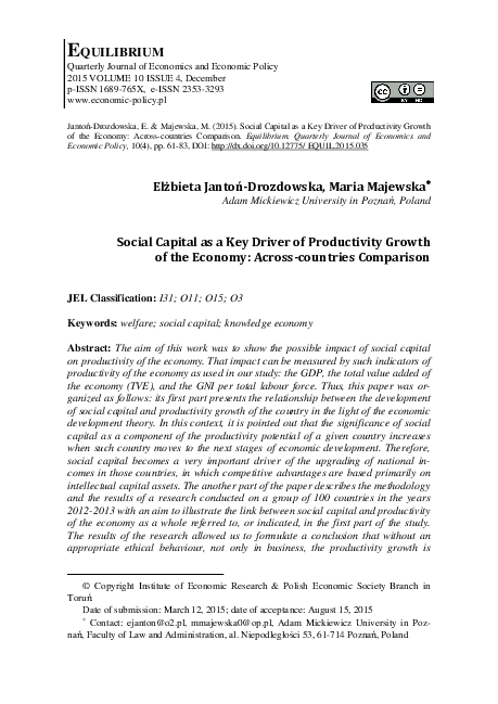 (PDF) Social capital as a key driver of productivity growth of the ...
