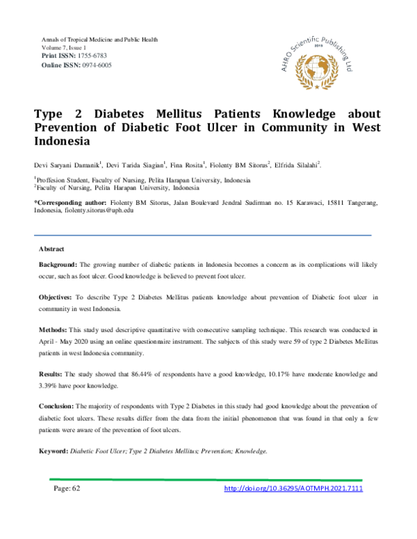 (PDF) Type 2 Diabetes Mellitus Patients Knowledge about Prevention of ...