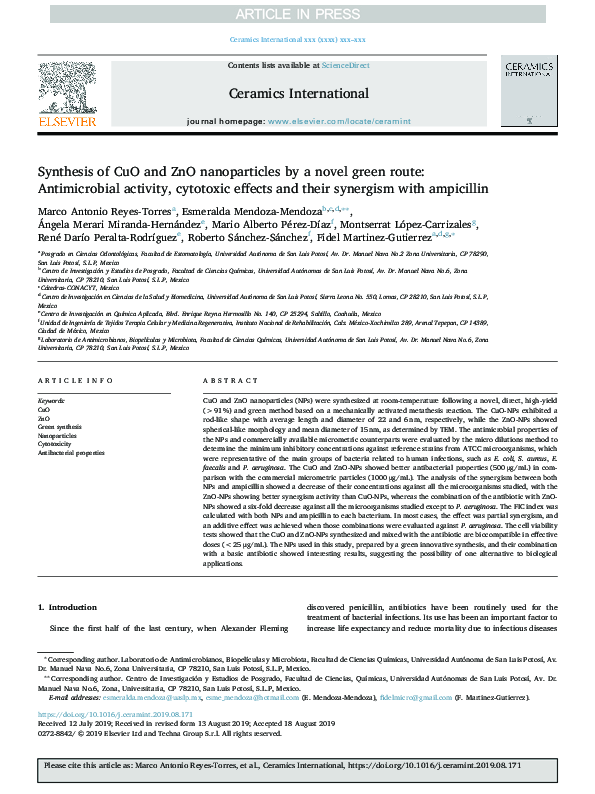 (PDF) Synthesis of CuO and ZnO nanoparticles by a novel green route ...