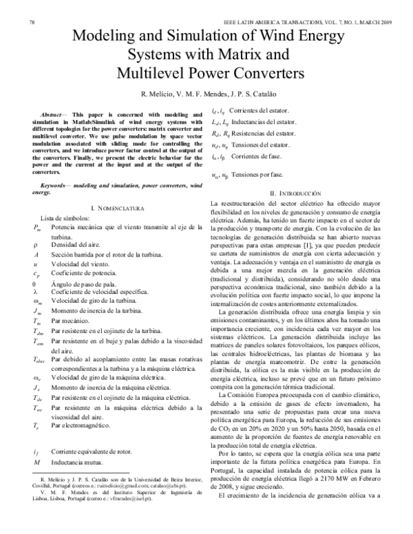 (PDF) Modeling and Simulation of Wind Energy Systems with Matrix and ...