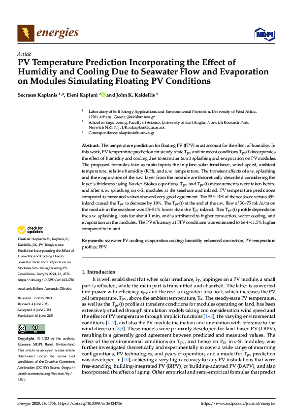 (PDF) PV Temperature Prediction Incorporating the Effect of Humidity ...