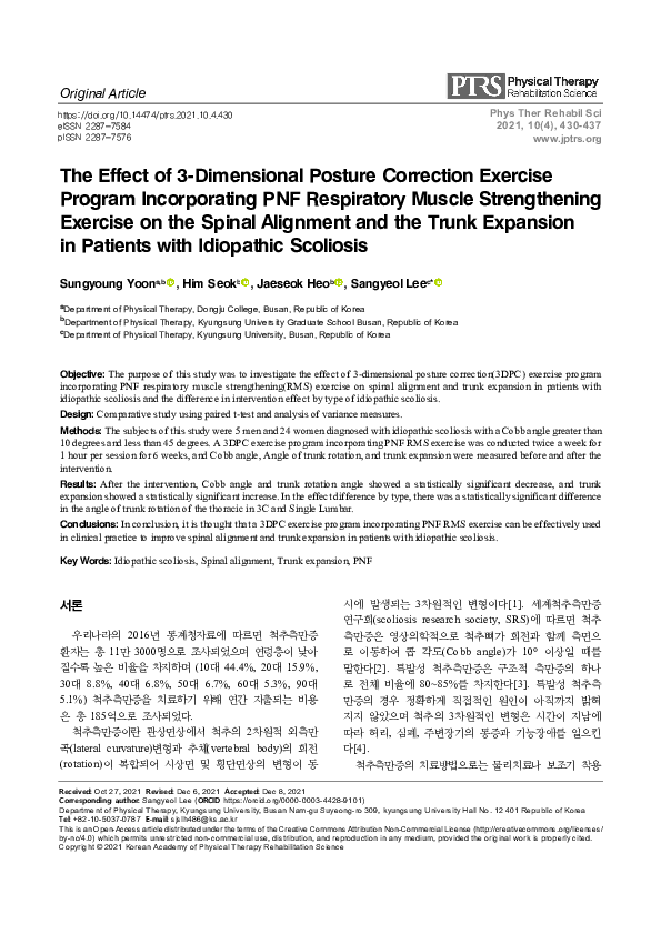 (PDF) The Effect of 3-Dimensional Posture Correction Exercise Program ...