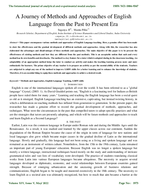 (PDF) A Journey of Methods and Approaches of English Language from the ...