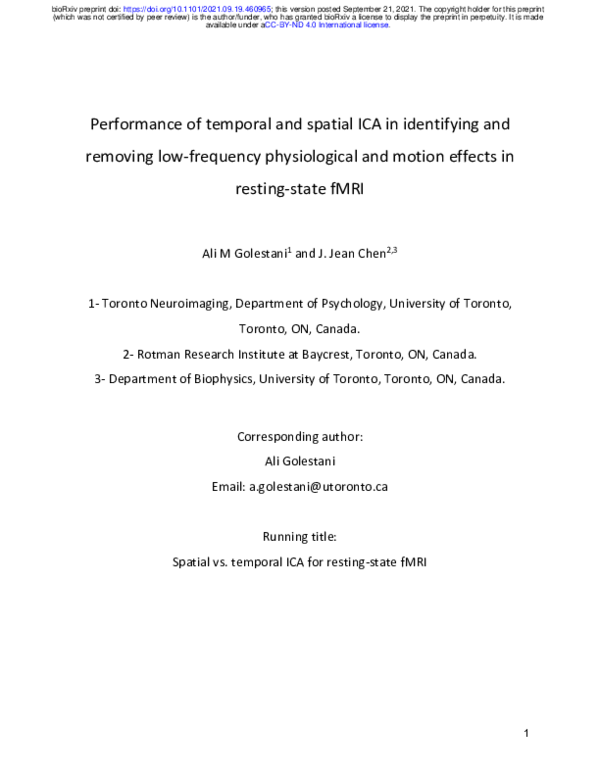 (PDF) Performance of temporal and spatial ICA in identifying and ...