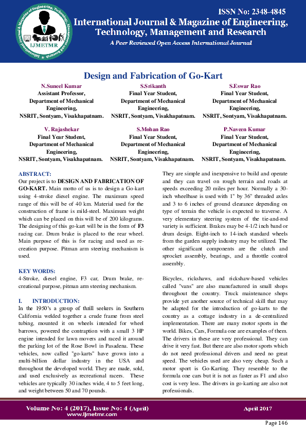 (PDF) Design and Fabrication of Go Kart