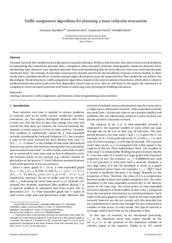 (PDF) Traffic assignment algorithms for planning a mass vehicular ...