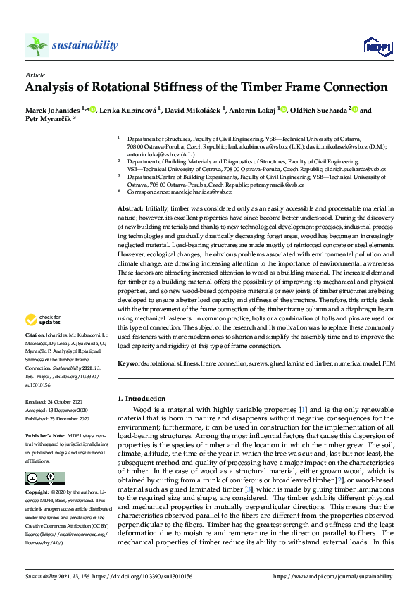 (PDF) Analysis of Rotational Stiffness of the Timber Frame Connection