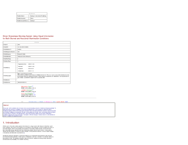 (PDF) Driver Drowsiness Warning System Using Visual Information for ...