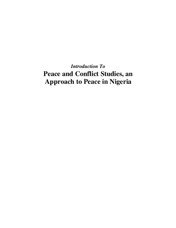 (PDF) PEACE AND CONFLICT STUDIES my book project (Autosaved) ben work ...