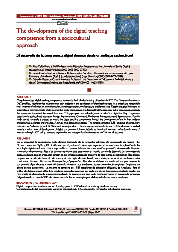 (PDF) The development of the digital teaching competence from a ...