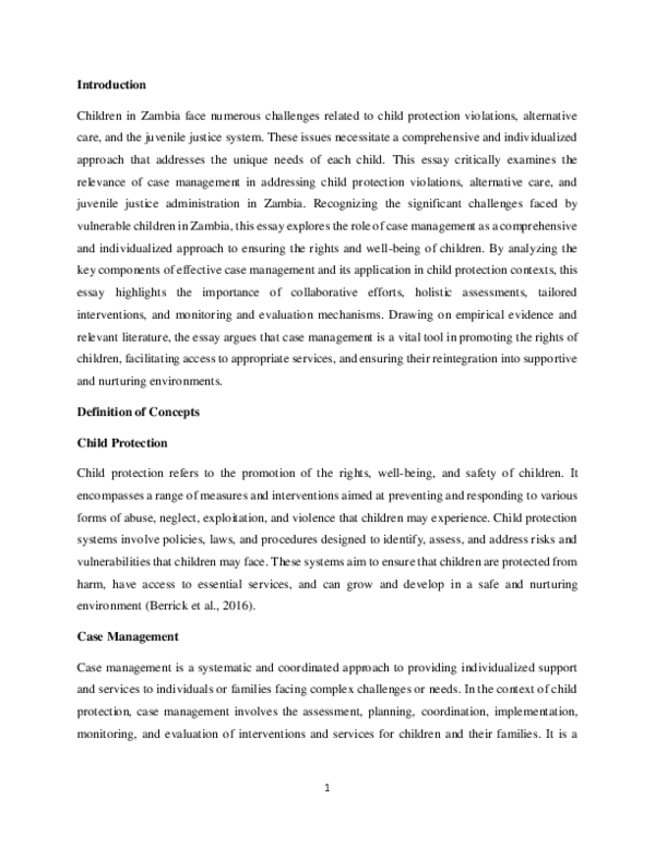 (PDF) Social Policy and Child Protection in Zambia. An Alternative