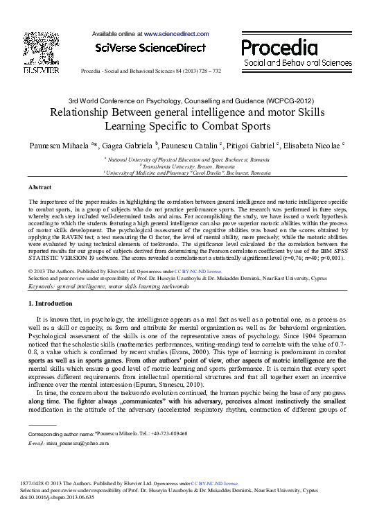 (PDF) Relationship Between General Intelligence and Motor Skills ...