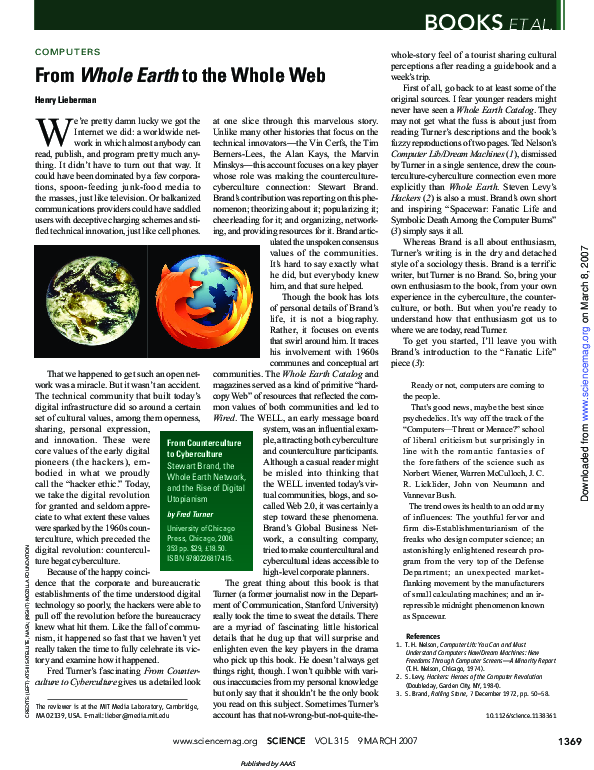 (PDF) COMPUTERS: From Whole Earth to the Whole Web