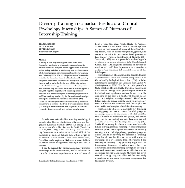 (PDF) Diversity Training in Canadian Predoctoral Clinical Psychology ...
