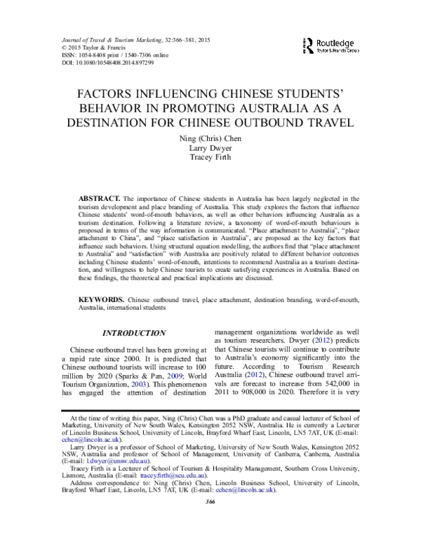 (PDF) Factors Influencing Chinese Students’ Behavior in Promoting ...