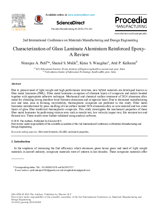 (PDF) Characterization of Glass Laminate Aluminium Reinforced Epoxy A Review Sharad Mulik