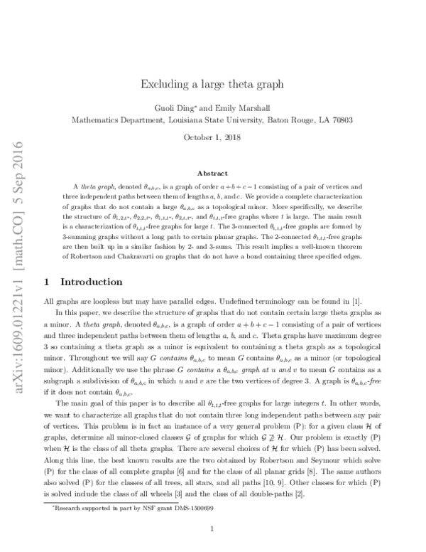 (PDF) Excluding a large theta graph