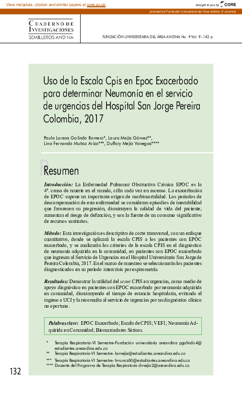 (PDF) Uso de la Escala Cpis en Epoc Exacerbado para determinar Neumonía ...