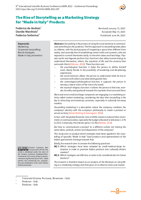 (PDF) The Rise of Storytelling as a Marketing Strategy for “Made in ...
