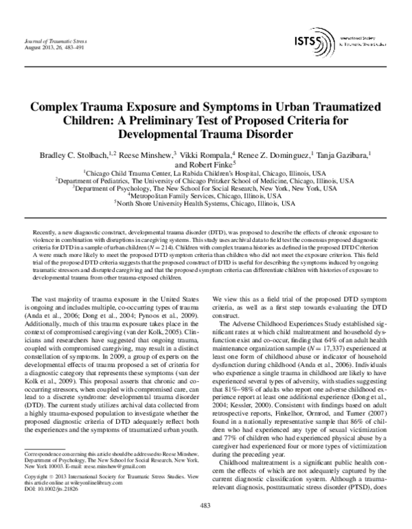 (PDF) Complex Trauma Exposure and Symptoms in Urban Traumatized ...