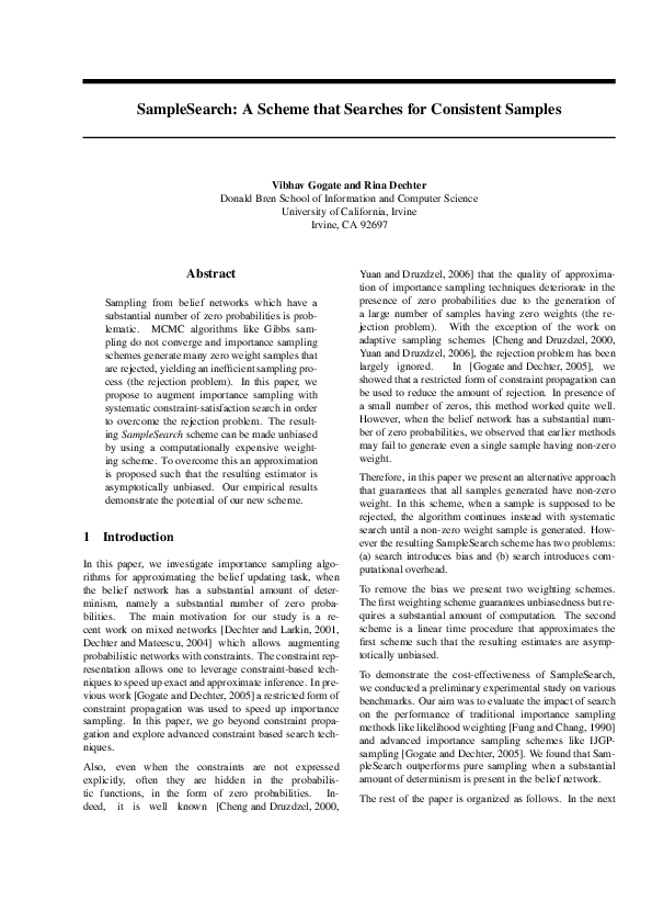 (PDF) Samplesearch: A scheme that searches for consistent samples